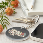 レトロヴィンテージメリークリスマスタイポグラフィ キーホルダー (正面右)