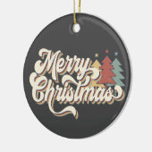 レトロヴィンテージメリークリスマスタイポグラフィ セラミックオーナメント (左)