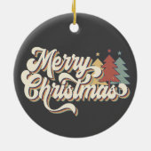 レトロヴィンテージメリークリスマスタイポグラフィ セラミックオーナメント (裏面)
