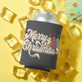 レトロヴィンテージメリークリスマスタイポグラフィ 缶クーラー