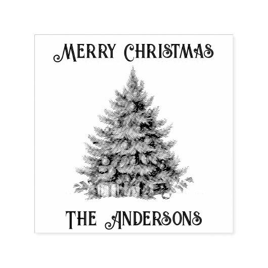 レトロヴィンテージメリークリスマスツリー セルフインキングスタンプ (デザイン)