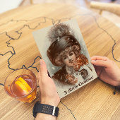 レトロヴィンテージメリークリスマスビューティフルレディ シーズンカード