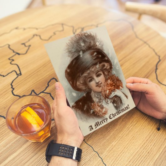 レトロヴィンテージメリークリスマスビューティフルレディ シーズンカード