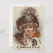 レトロヴィンテージメリークリスマスビューティフルレディ シーズンカード (正面)