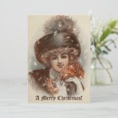 レトロヴィンテージメリークリスマスビューティフルレディ シーズンカード (スタンド正面)