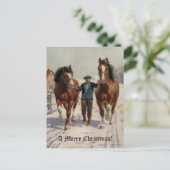 レトロヴィンテージメリークリスマスビレッジホーススノー シーズンポストカード (スタンド正面)