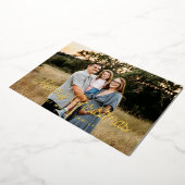 レトロヴィンテージメリークリスマスファミリーフォト金ゴールド 箔シーズンカード (回転した状態)