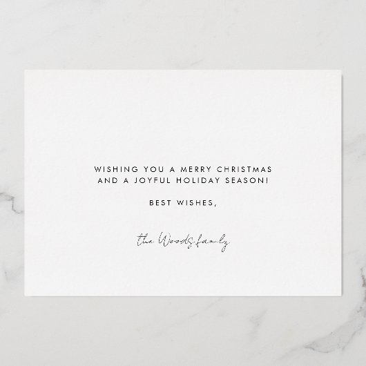 レトロヴィンテージメリークリスマスファミリーフォト金ゴールド 箔シーズンカード (裏面)