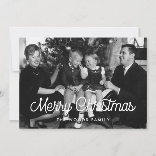 レトロヴィンテージメリークリスマス家族の写真 シーズンカード (正面)