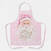 レトロヴィンテージメリー&ピンクウォーターカラーサンタクロース エプロン (正面)