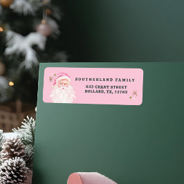 レトロヴィンテージメリー&ピンクウォーターカラーサンタクロース ラベル