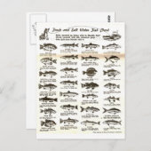 レトロヴィンテージメンズ魚釣り表 –  ポストカード (正面/裏面)