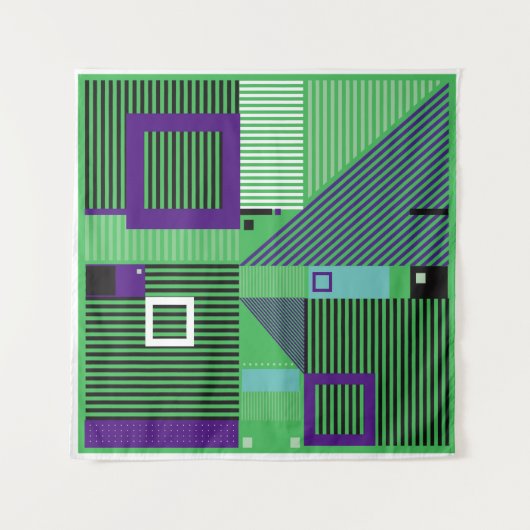 レトロヴィンテージメンフィスファッションスタイルパターン。イルス タペストリー (正面)