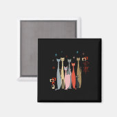 レトロヴィンテージモダン50年代60年代の猫 マグネット (正面/裏面)