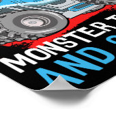 レトロヴィンテージモンスタートラックが大好きな少年 ポスター (角)