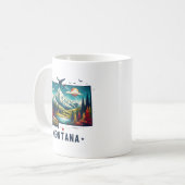 レトロヴィンテージモンタナ州地図 コーヒーマグカップ (正面左)