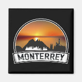 レトロヴィンテージモンテレイメキシコサンセットシティスケープ マグネット (正面)