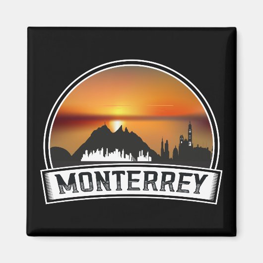 レトロヴィンテージモンテレイメキシコサンセットシティスケープ マグネット (正面)
