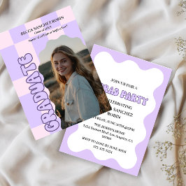 レトロヴィンテージラベンダー写真卒業 招待状