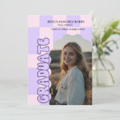 レトロヴィンテージラベンダー写真卒業 招待状 (スタンド正面)