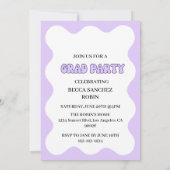 レトロヴィンテージラベンダー写真卒業 招待状 (裏面)