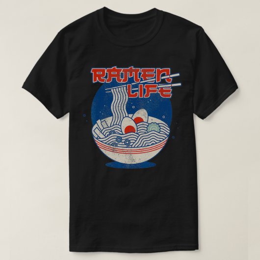 レトロヴィンテージラーメン日本のライフ料理ファナティック Tシャツ (デザイン正面)