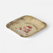 レトロヴィンテージレイヤードケーキメリークリスマス ペーパープレート (傾斜あり)