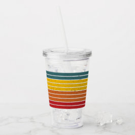 レトロヴィンテージレインボーサンセットストライプズ アクリルタンブラー