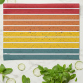 レトロヴィンテージレインボーサンセットストライプズ キッチンタオル (折り畳み)