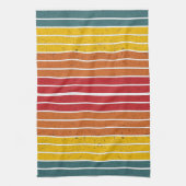 レトロヴィンテージレインボーサンセットストライプズ キッチンタオル (縦)