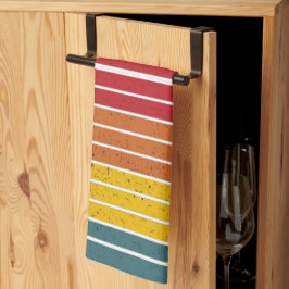 レトロヴィンテージレインボーサンセットストライプズ キッチンタオル