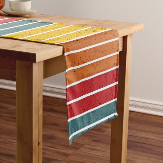 レトロヴィンテージレインボーサンセットストライプズ ショートテーブルランナー (インサイチュ)