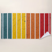 レトロヴィンテージレインボーサンセットストライプズ ビーチタオル (正面)