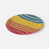 レトロヴィンテージレインボーサンセットストライプズ ペーパープレート (アングル)