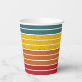 レトロヴィンテージレインボーサンセットストライプズ 紙コップ (裏面)