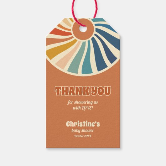 レトロヴィンテージレインボーベビーシャワーありがとうギフトT ギフトタグ (正面)