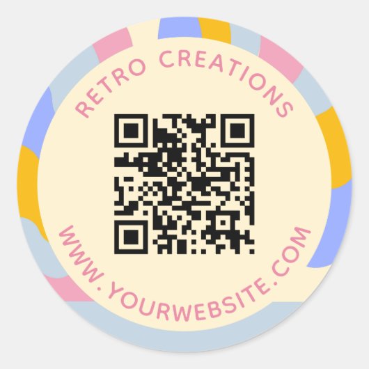 レトロヴィンテージレイQRコード抽象芸術事業 ラウンドシール (正面)