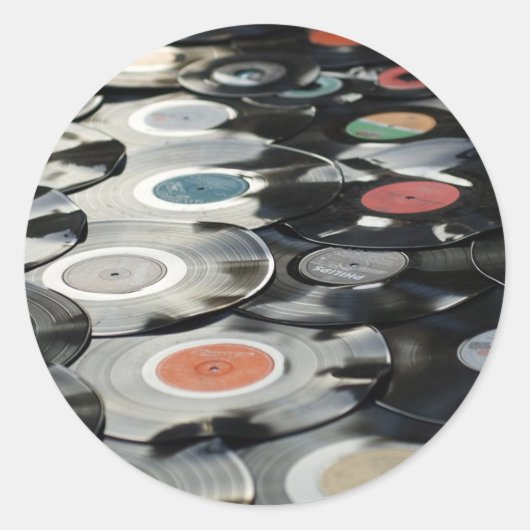 レトロヴィンテージレコードアルバムステッカー ラウンドシール (正面)