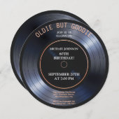 レトロヴィンテージレコードターンテーブル 招待状 (正面/裏面)