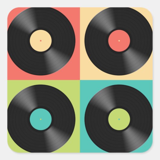 レトロヴィンテージレコードポップ・アートのアート スクエアシール (正面)