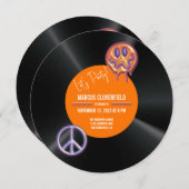 レトロヴィンテージレコード50誕生日 招待状 (正面/裏面)