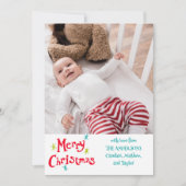 レトロヴィンテージレタリングメリークリスマスフォト シーズンカード (正面)