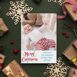 レトロヴィンテージレタリングメリークリスマスフォト シーズンカード