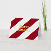 レトロヴィンテージレッドストライプハッピーバースデー 箔グリーティングカード (正面)