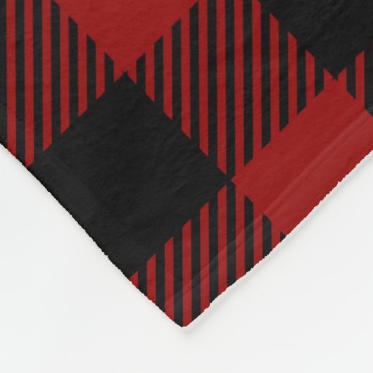 レトロヴィンテージレッドタータンチェック木製レッドクリスマススター フリースブランケット (角)