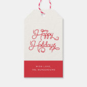 レトロヴィンテージレッドハッピーホリデイズ ギフトタグ (正面)