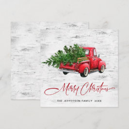 レトロヴィンテージレッドファームトラッククリスマスグリーティング シーズンカード