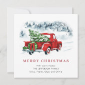 レトロヴィンテージレッドファームトラッククリスマスグリーティング シーズンカード (正面)