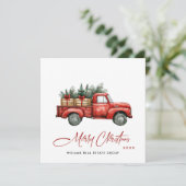 レトロヴィンテージレッドファームトラッククリスマスグリーティング シーズンカード (スタンド正面)