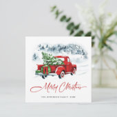 レトロヴィンテージレッドファームトラッククリスマスグリーティング シーズンカード (スタンド正面)